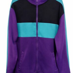 Fbrk Colorblock Track Jacket XL Purple Teal Black Zip Up Retro Athletic